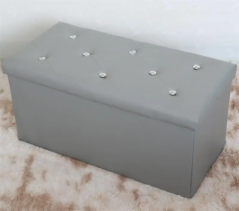 Factory Wholesale Customizable Modern Foldable Durable Large Capacity PVC Leather Soft Eco-Friendly Drill Storage Box Footrest