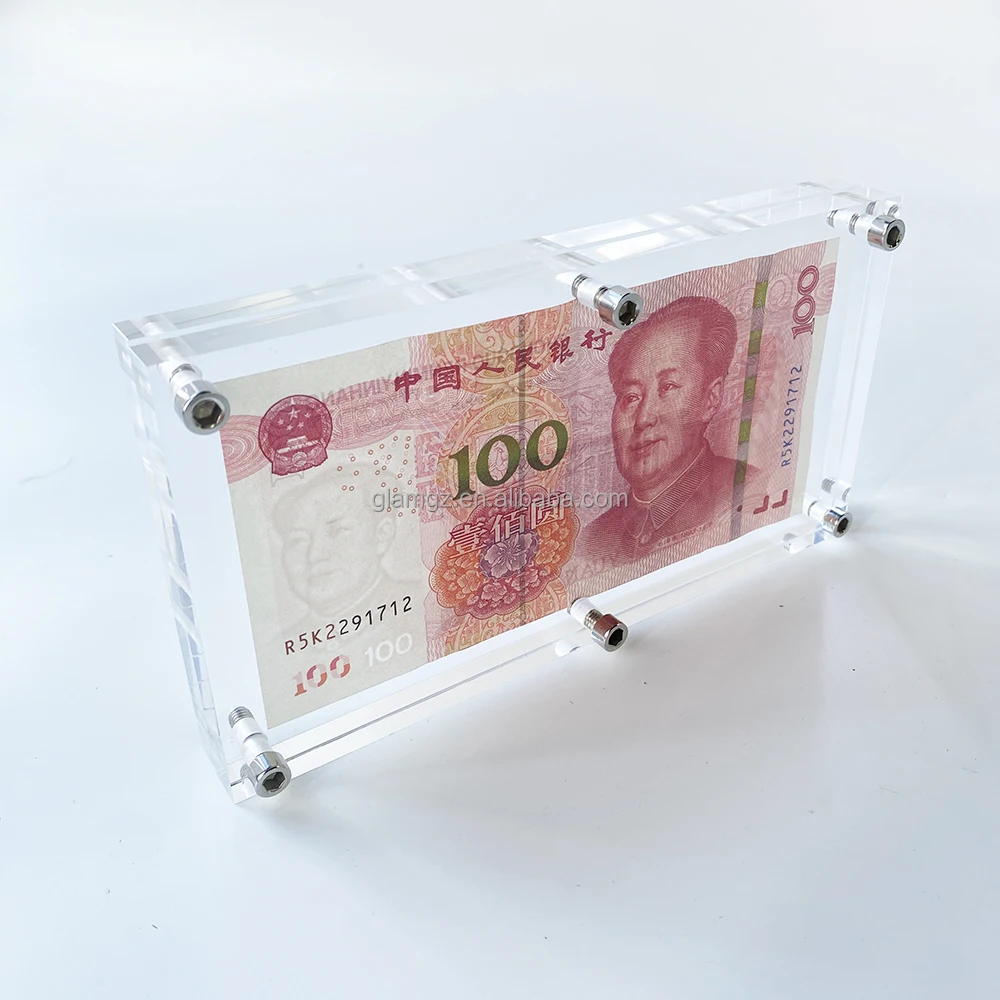Counter Cash Money Banknote Slab Case Acrylic Currency Display Holder Screw Collector Frame