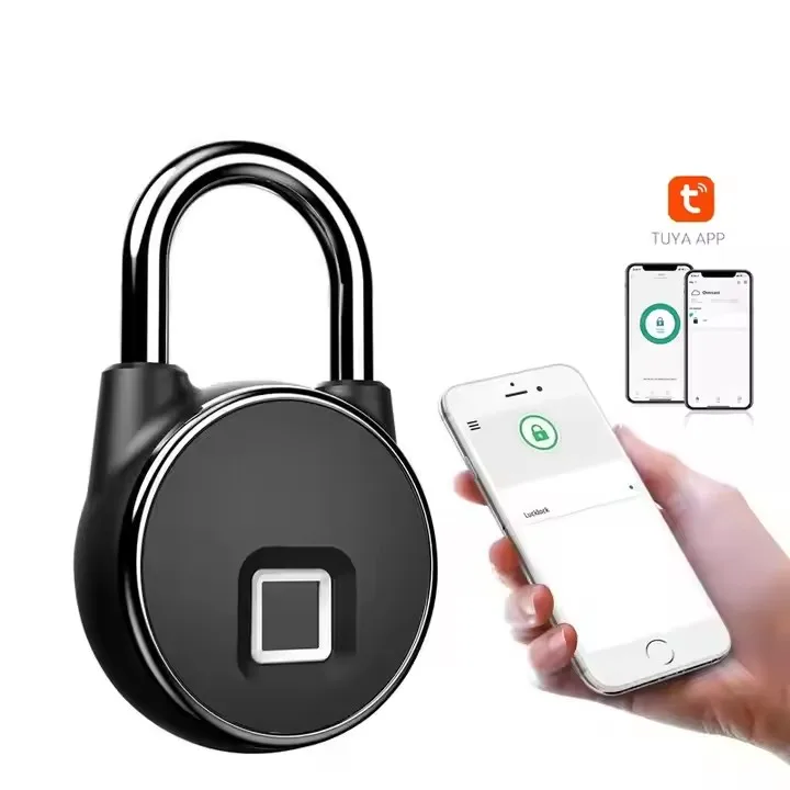 TUYA Wholesale Security Code Smart Lock Remote Control Biometric  Container Padlock With Fingerprint Padlock