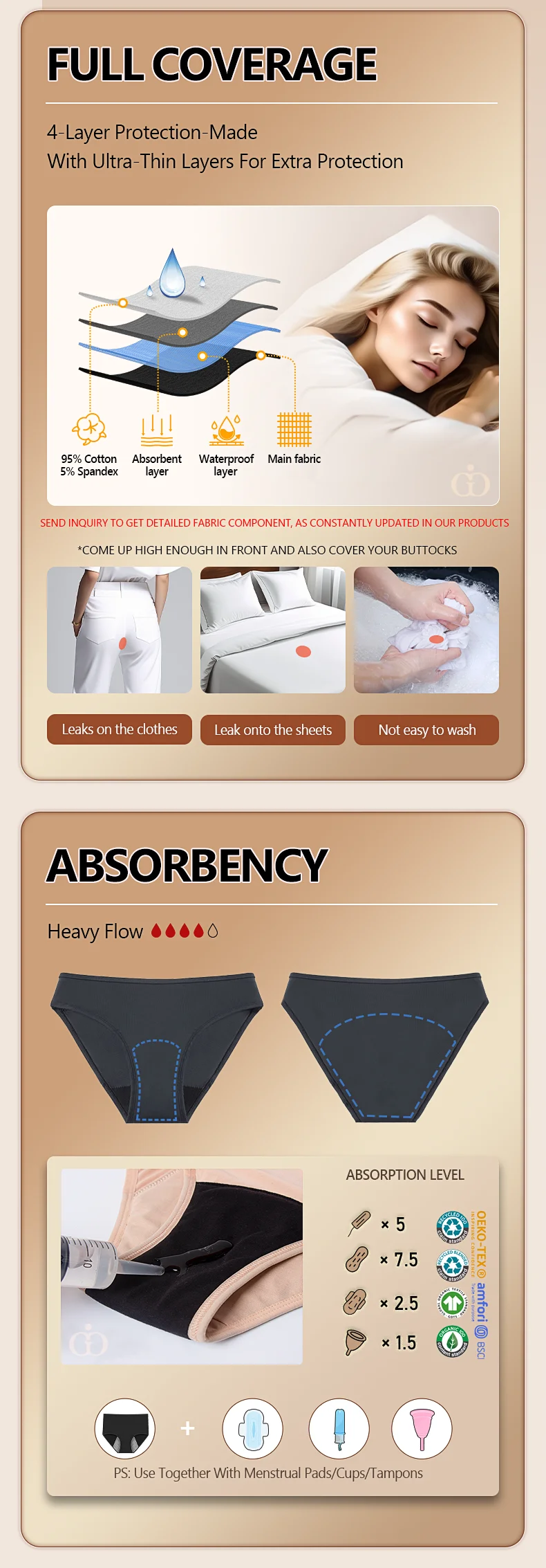 4 Layers Period Panties No Pfas Disposable Leak Proof Menstrual ...