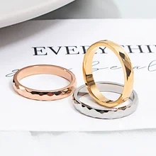 Geometric Faces 18K Gold Plated Stainless Steel Women's Trendy Wedding Bands Shinny Fashion Rings for Engagement Party Gift