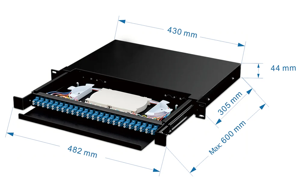 19'' 1U/2U Sliding Rail Drawer Rack Mount Fiber Optic Patch Panel