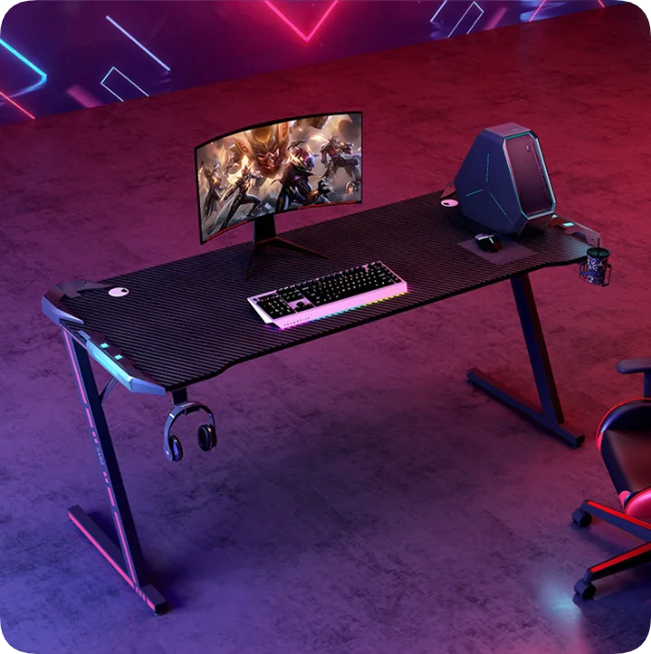 product hot sale gaming desk for gamer gaming table with rgb computer desk with cup holder z sharped gaming tables-8