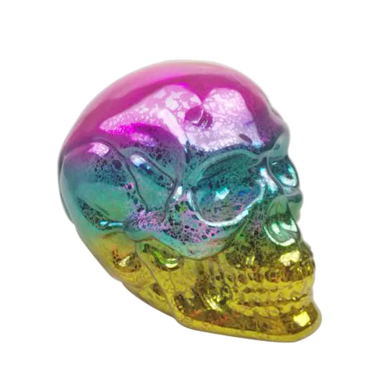 Wholesale Halloween Decor Colorful  Glass Halloween Skull Decoration With Led Light