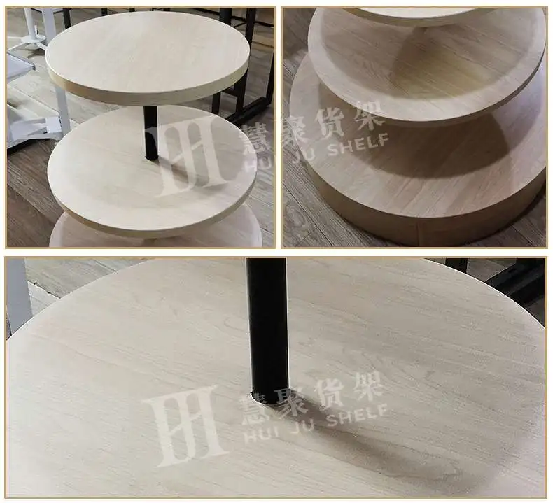 Meicheng 4-Layer Wooden Product Display Stand Round Promotion Stand For Retail Store