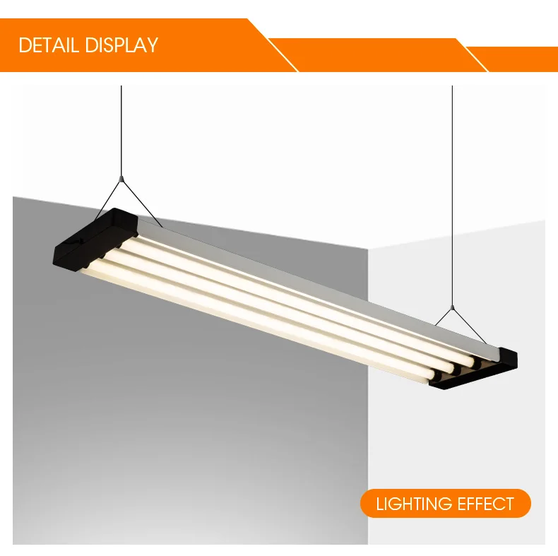 Industrial LED Shop Light, 4 FT, Linkable Integrated T8 Fixture Surface + Suspension Mount, Pull Chain, Garage Light