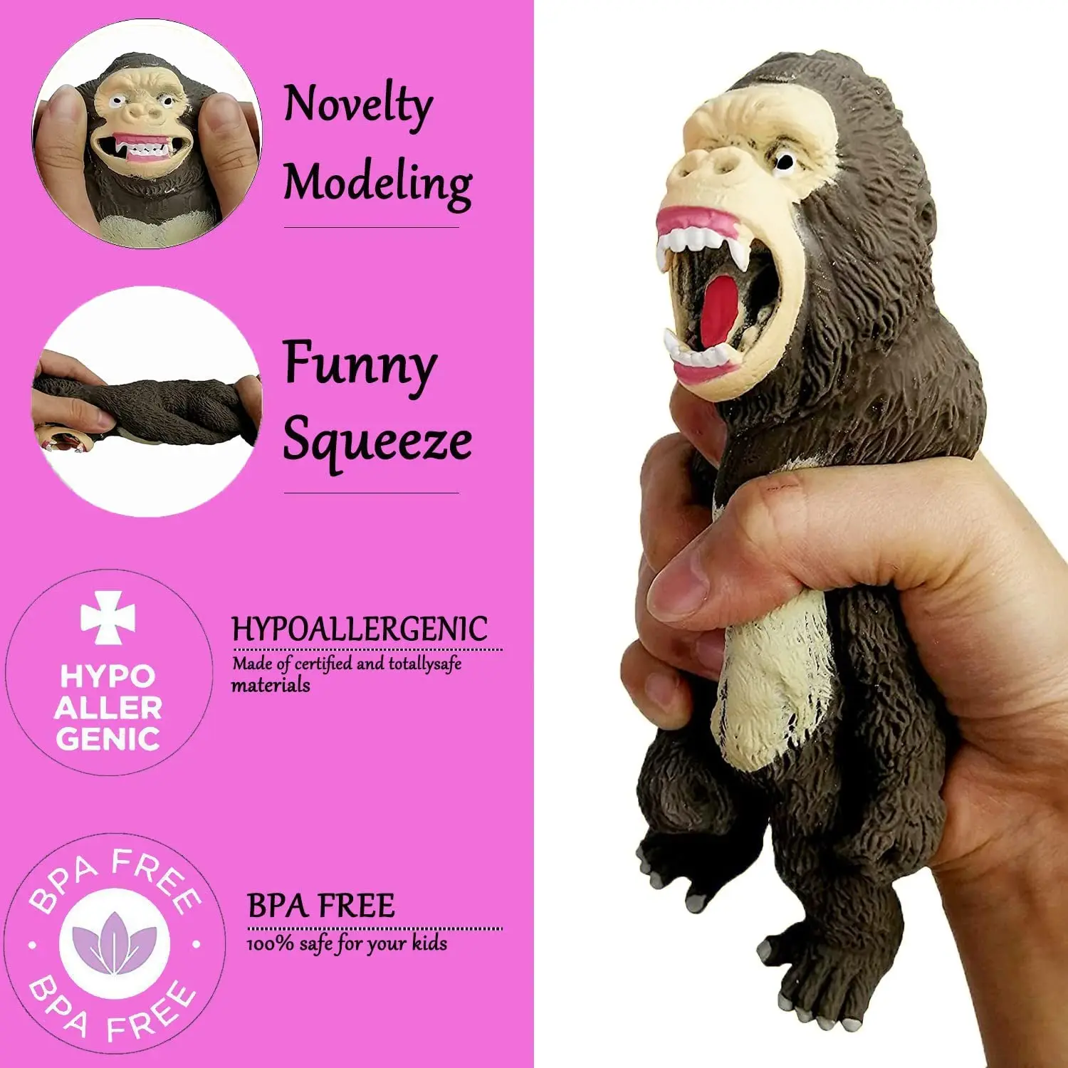 en gros chubby gorille soulageur de stress adulte squeeze jouets gorilles  pour enfants jouets drôles anti-stress stretch gorille