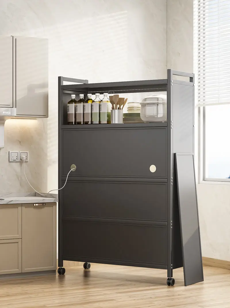 5 Tier Pantry Storage Cabinet with Microwave for Kitchen Garage Living Room for Clothing Tool Organization Baker Racks Included