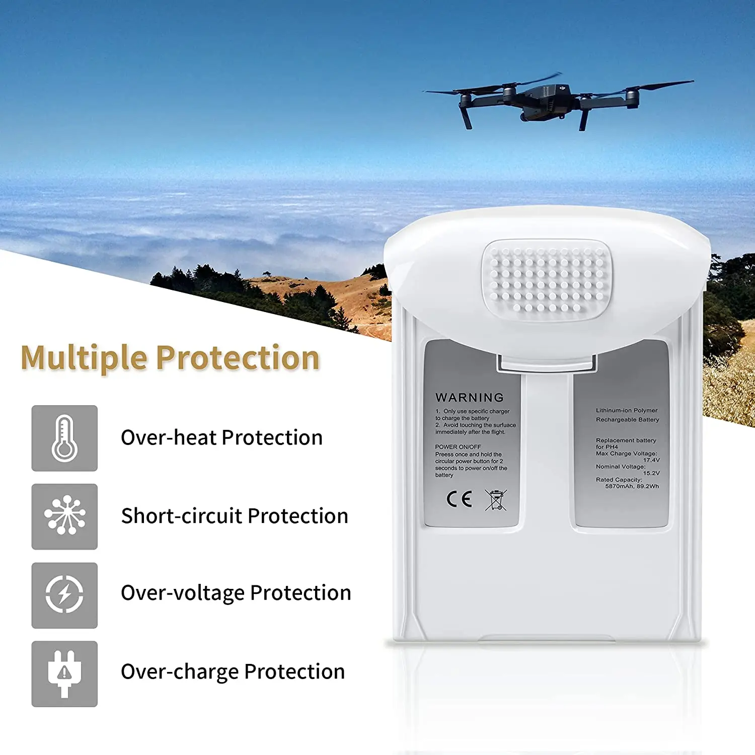 Phantom 4 Battery 15.2v 5870mah Intelligent Flight Replacement Battery For Dji Phantom 4 Series