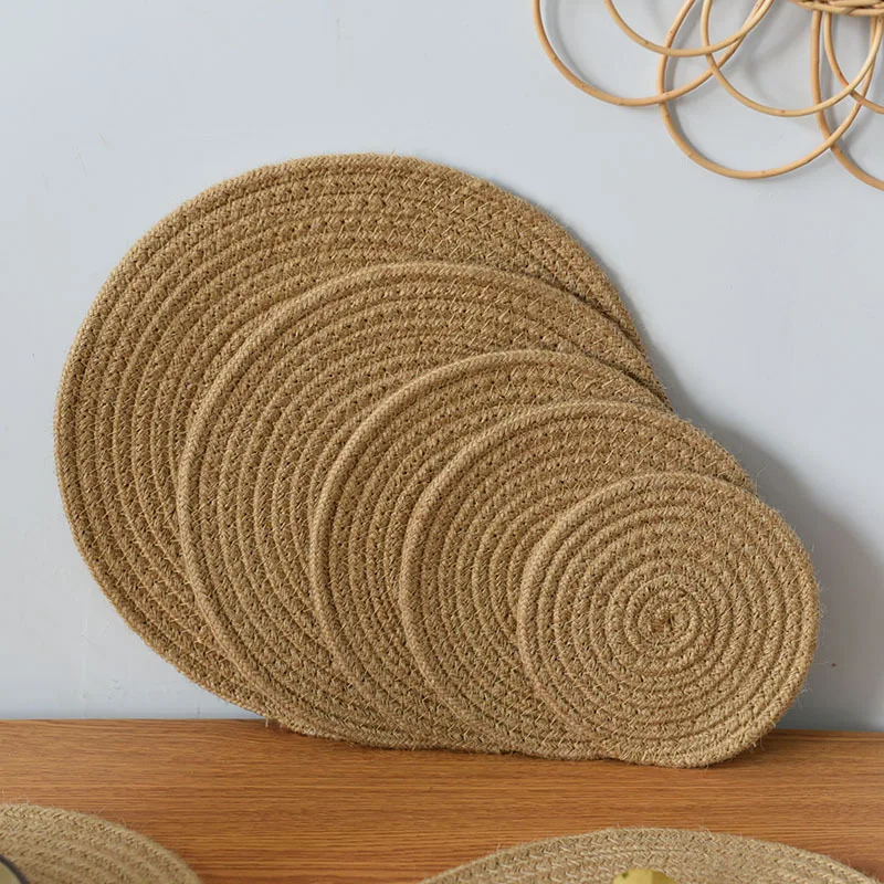 Round Woven Placemats Corn Husk Place Mats And Coaster Set Braided