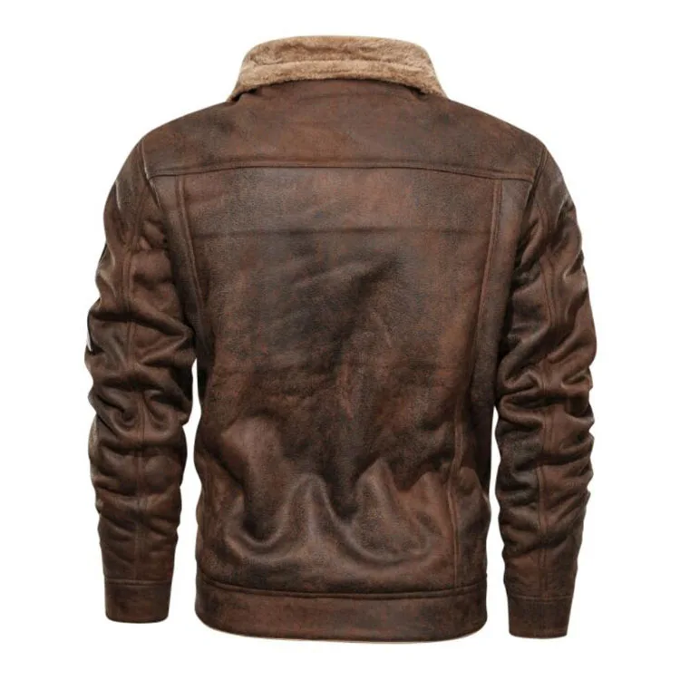Autumn Thick Warm Fleece Jacket Coat Men Winter Outwear Casual Bomber Motor Biker Leather Jackets _voghion.com