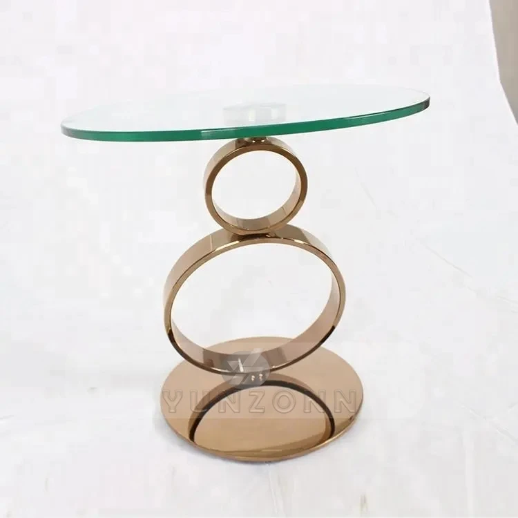 Modern Luxury round Coffee Table with Glass Top and Stainless Steel Base for Living Room Home Villa Hotel Hall
