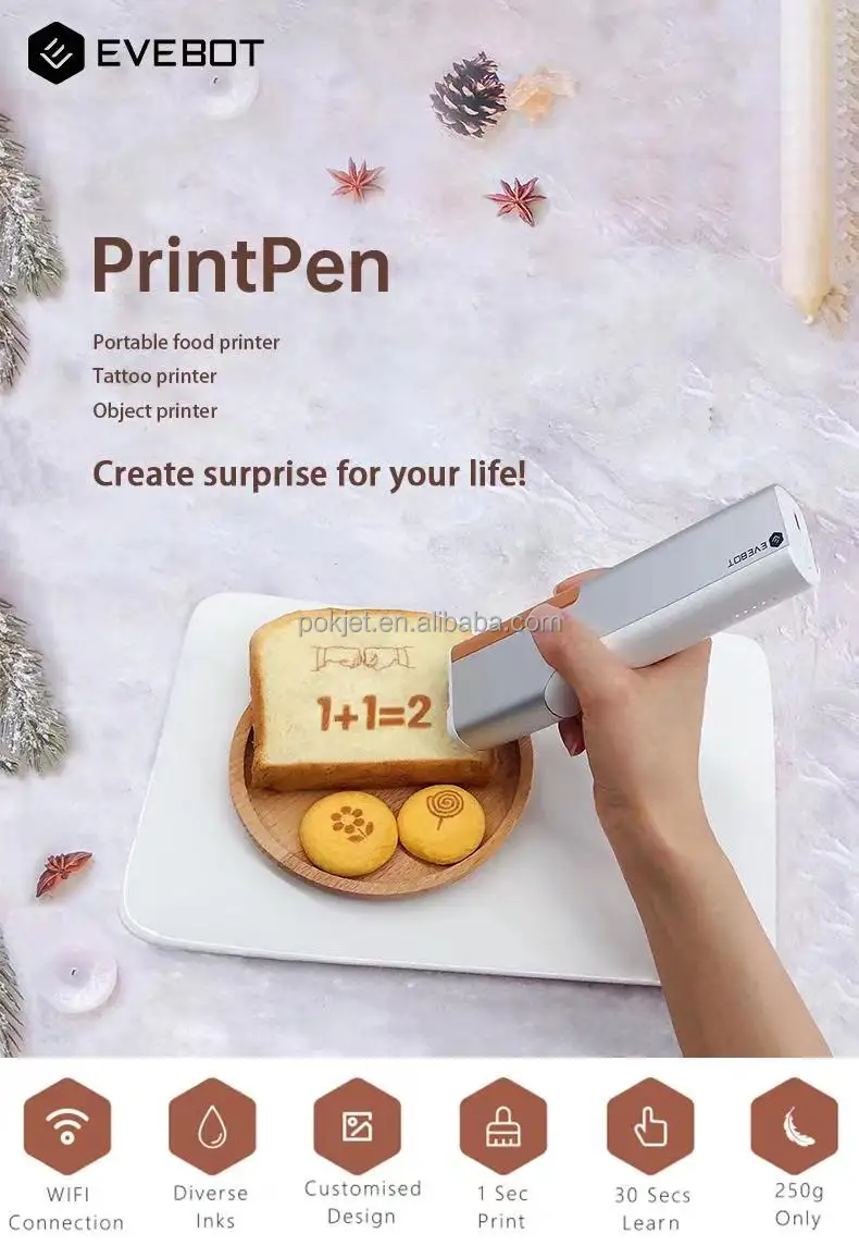 Printpods Printpen Handheld Printer Qr Code Food Metal Tattoo Inkjet ...