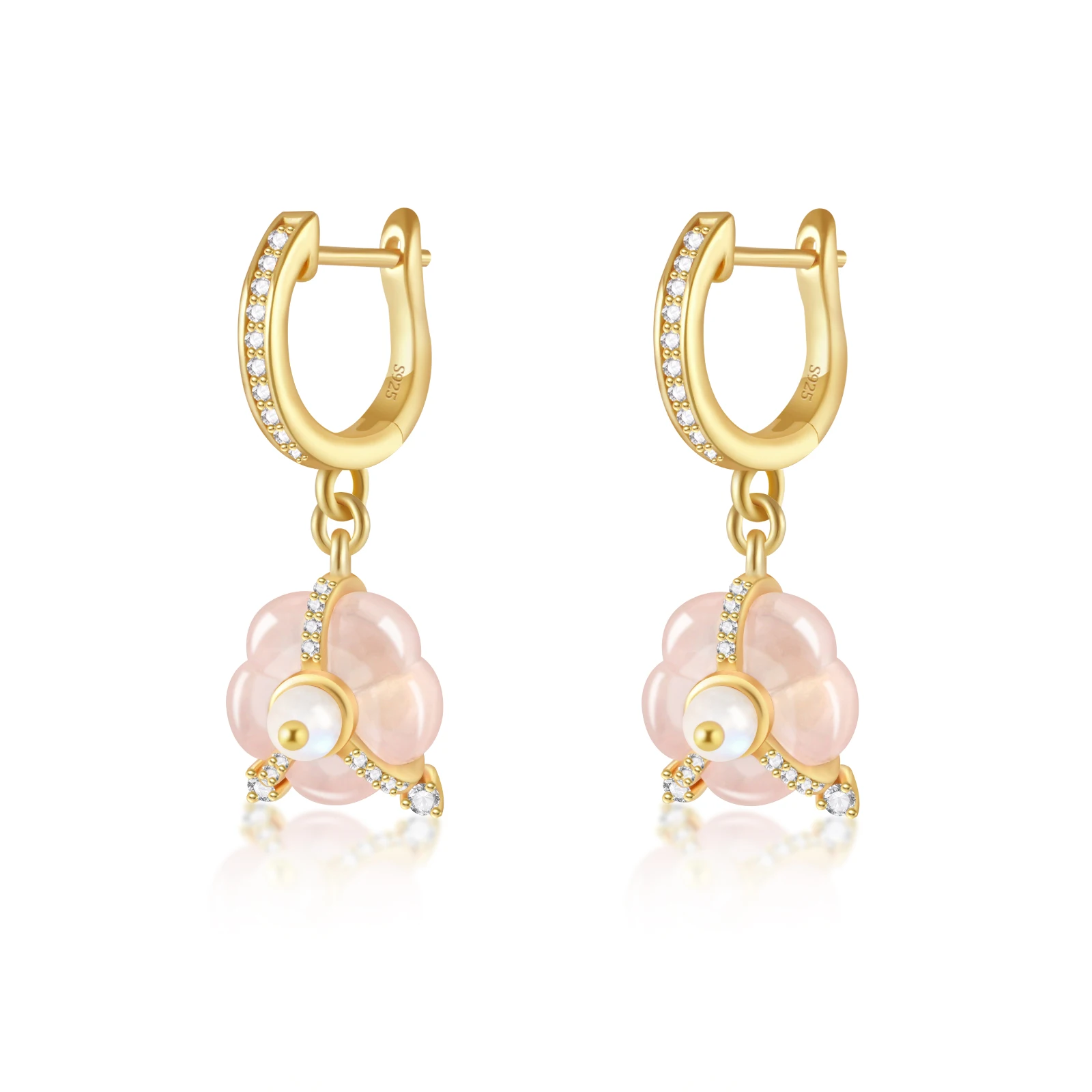 Wholesale Multi Design Popular Crystal Rose Quartz Flower Dangle