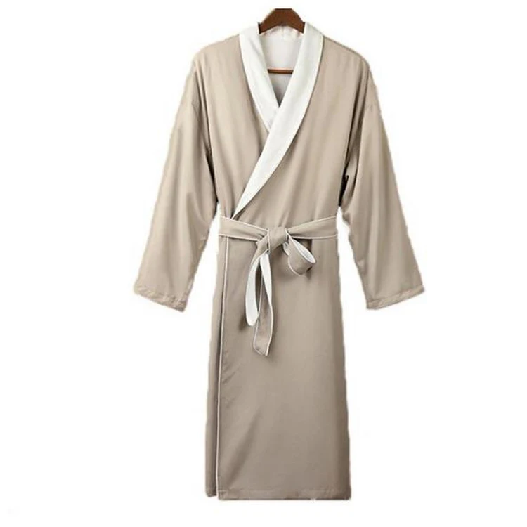 Custom Hotel Logo Luxury Double Layer Peach Skin Bath Robe Plush Lined