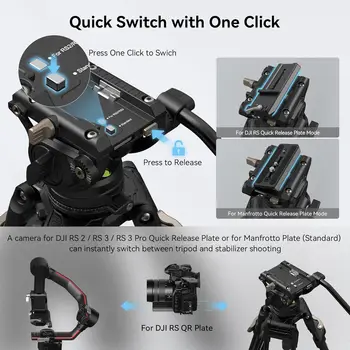 Small Rig One-Step Height Adjust AD-80 FreeBlazer Heavy-Duty Tripod System Video Tripod with Fluid Head 4163 detail image