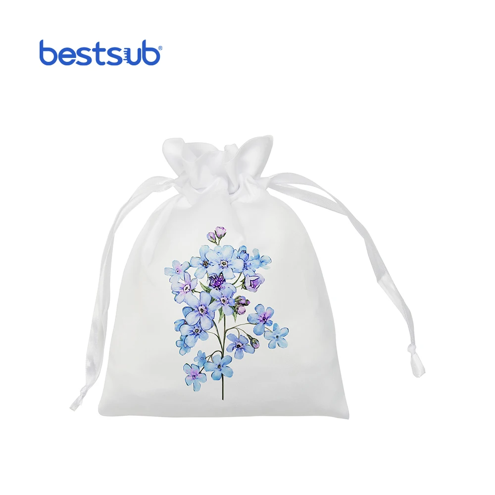 Оптовая продажа, индивидуальные сублимационные белые атласные свадебные подарочные пакеты на шнурке BestSub