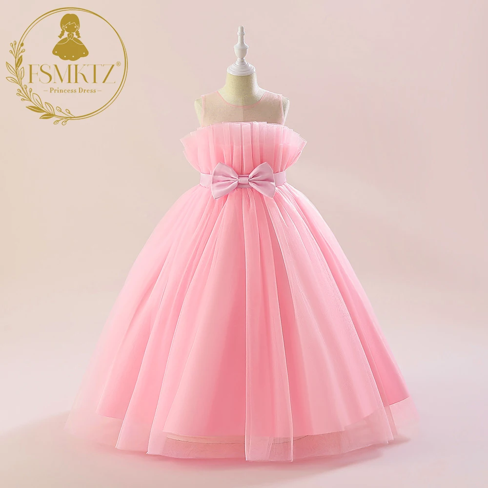 Abito Da Festa Per Bambina Con Maniche A Volant E Tulle Floreale - Elegante Per Cerimonie 2-8 Anni - Foto 4