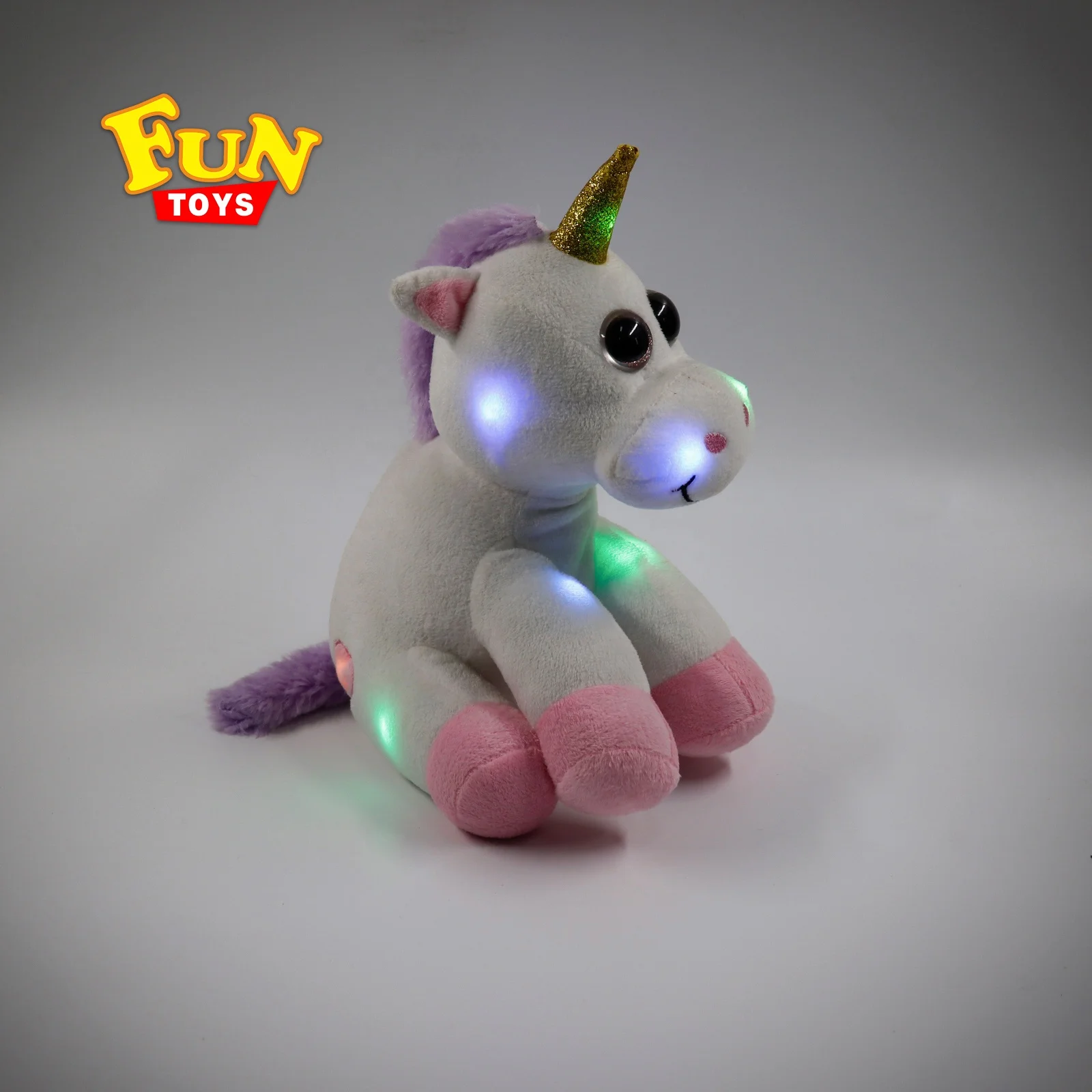 Hot Colourful Glow LED Plush Toys 25CM  Light up Unicorn In White Color