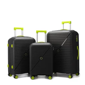 Custom 3-Piece Travel Luggage Set PP Suitcase with 4 Wheels Aluminum Handle TSA Combination Lock Carry-On Trolley Bag
