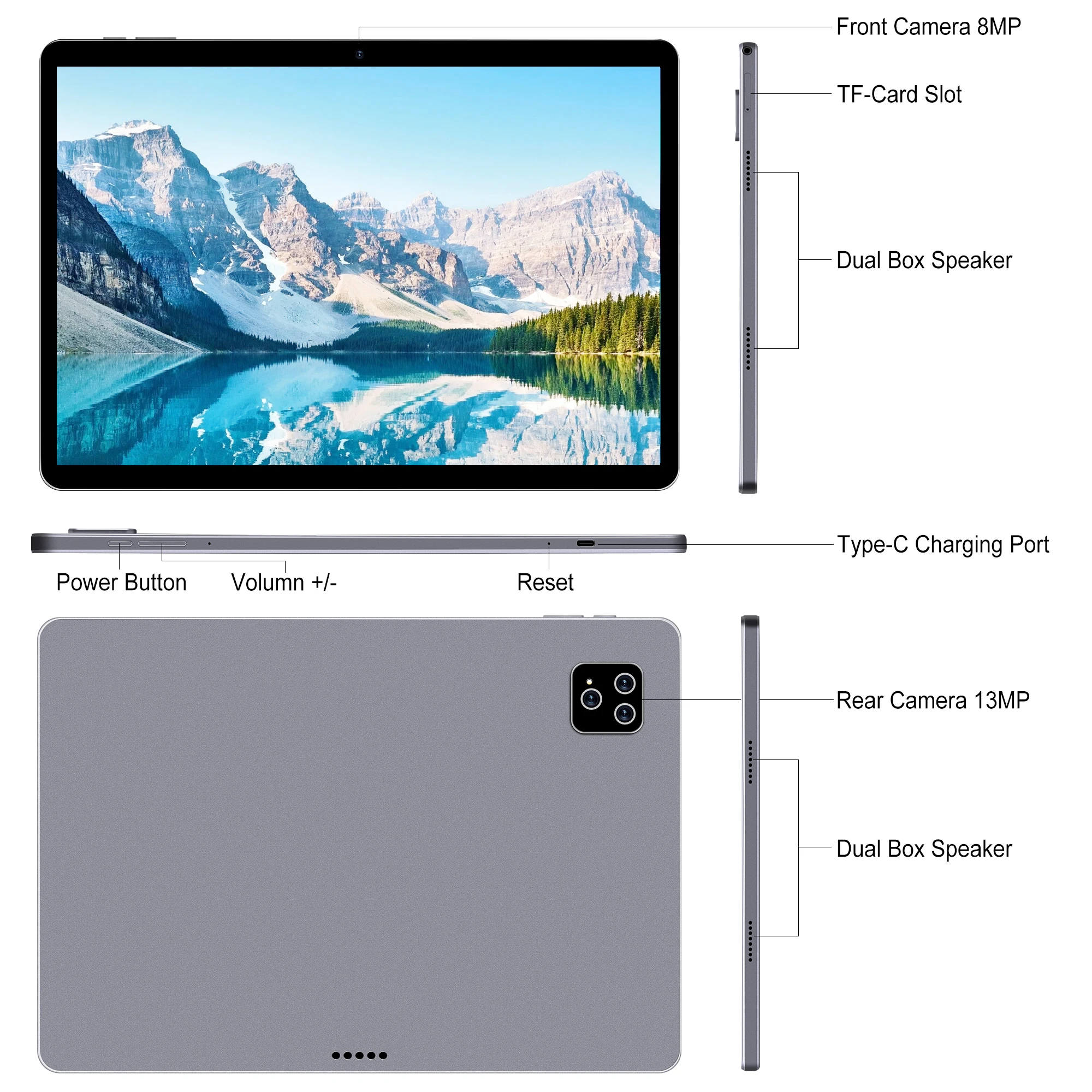 Hot Selling 13 Inch Android Tablet Wifi 4G LTE GPS 2560*1440 Touch Screen 8.0+13.0MP 10000 Mah Octa Core 8GB 256GB Tablet Pc