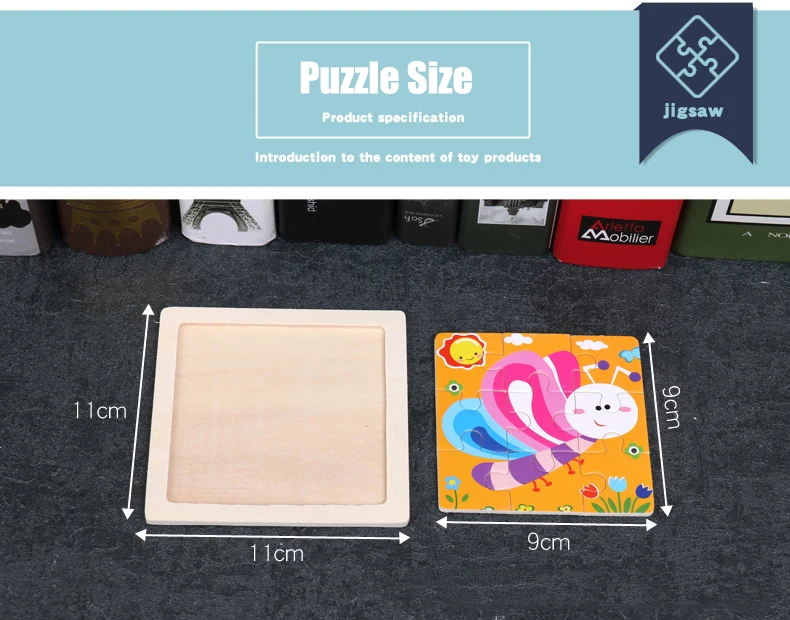 9pc Kids Wooden Montessori Educational Animal Jigsaw Puzzle Game For ...