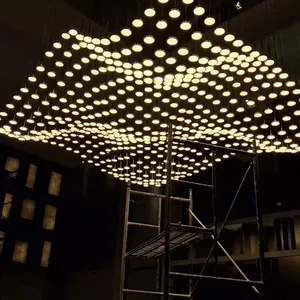 Modern Villa Custom Large Energy Saving Stairway Wedding Custom Project Luxury Glass Led Chandelier Light Hotel Lighting