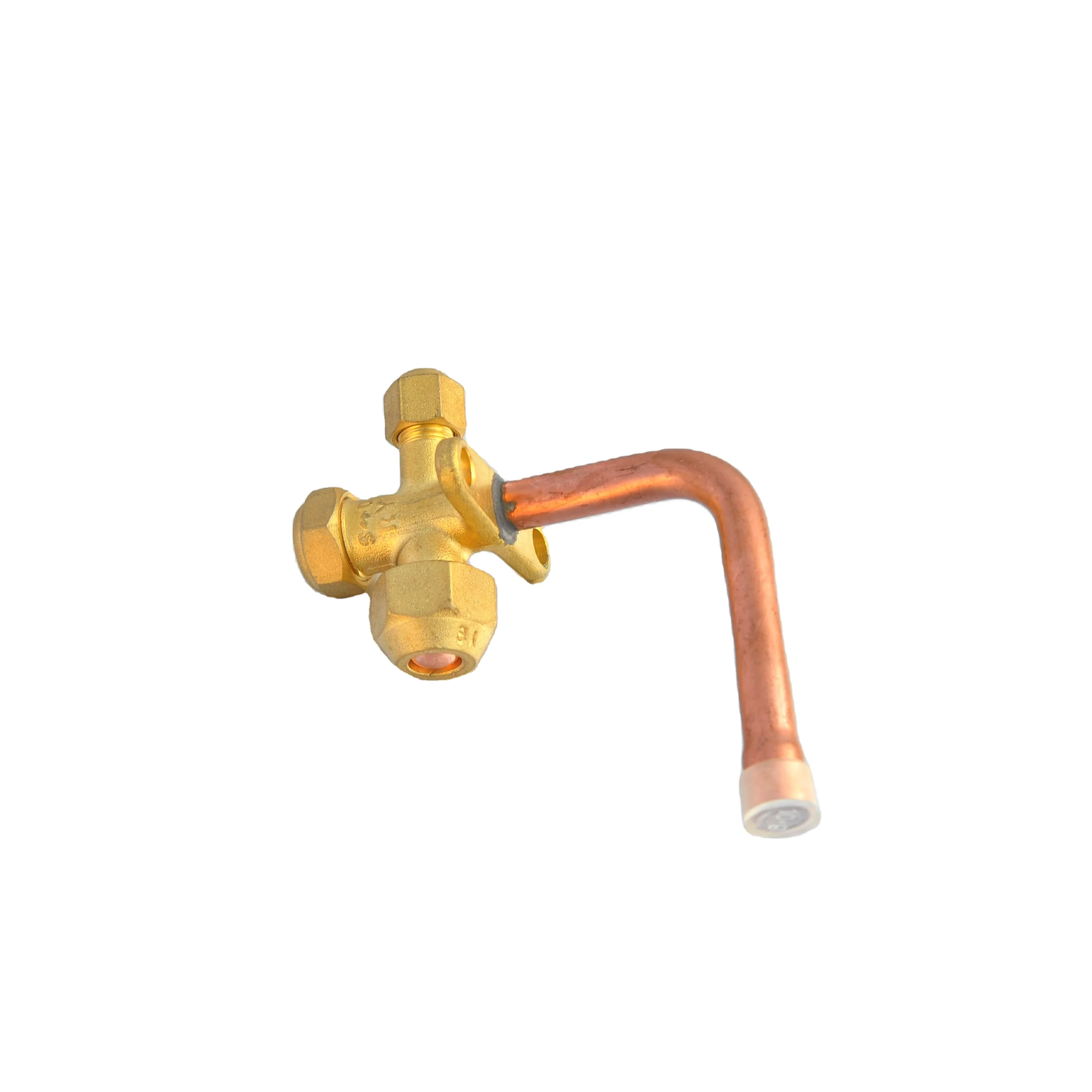 Copper Split Service Valve 1/4" 3/8" 1/2" 5/8" L Bend Gas Stop with Good Quality for Air Conditioner Parts