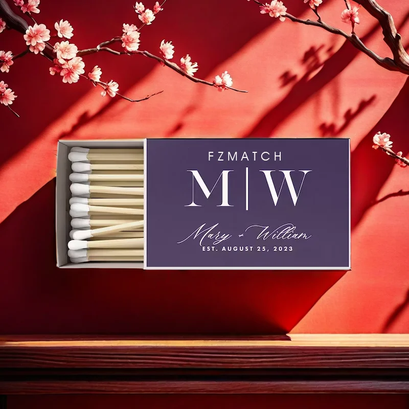 Luxury Custom LOGO Color Matches Long Pole Matchbox With Wooden Bulk Sales matchbox Customized Match Boxes