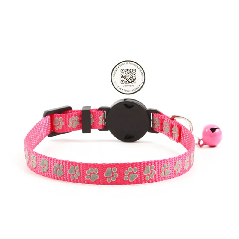 Hot Selling Silicone Reflective Dog Collar with QR Code & Paw ID Tags Durable Print Anti-Loss Tracking for Dogs
