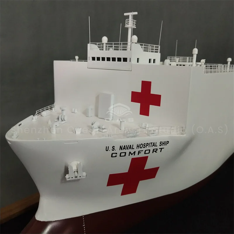 Our factory is dedicated to the production of high-detail hospital ship models, designed in the classic style of American Shipbuilding.With precise scale restoration, exquisite deck details and sturdy construction, these models are perfect as elegant ornaments for offices, exhibitions and ship enthusiasts’ collections.Every part is carefully crafted with fine workmanship, showing realistic hull lines and professional layout.We accept customized sizes, markings and color schemes, providing reliable bulk production for global maritime gifts and display projects.Amber@vesselmodel.com Tel: +86 18038048785