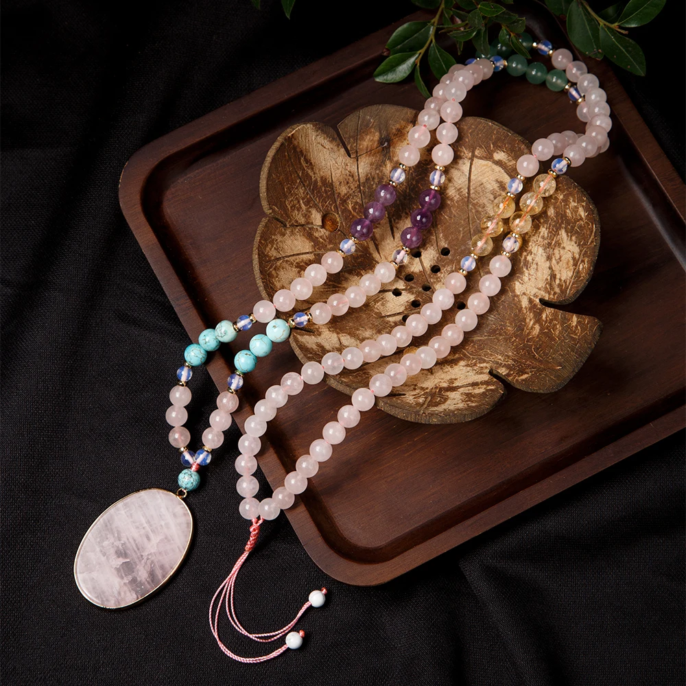 Jewelry, Necklaces, Prayer on sale Beads, Amethyst, Howlite, Rose Quartz, Amethyst Mala, Beaded Necklace, Tassel Necklace, Mala, Mala Beads, Yoga