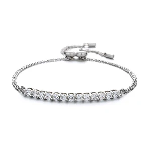 1.3CT Moissanite Tennis Style Bracelet 925 Sterling Silver Platinum Plated Elegant Gift with GRA Certificate Adjustable Bangle