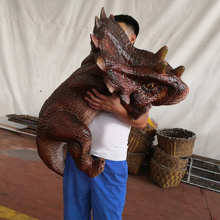 Милый реалистичный аниматронный ребенок динозавр с ручным управлением, Трицератопс, Детский динозавр, марионетка для детей, игра для продажи