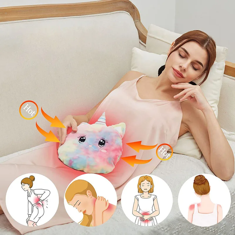 hot selling eco friendly cute plush unicorn wheat heat pack pad reusable microwave wheat bag for pain relief