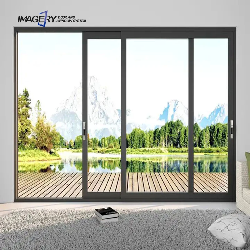 Remote Control for Commercial and Residential Use Smart Aluminum Frame Automatic Electric Sliding Glass Door