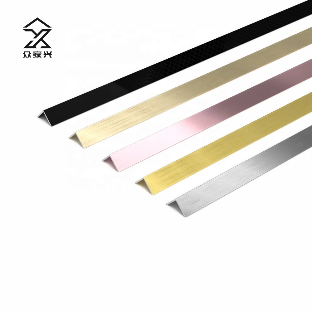 Modern Style Colour Thickness Decorative Brushed Polished 304 Stainless Steel Tile Trim