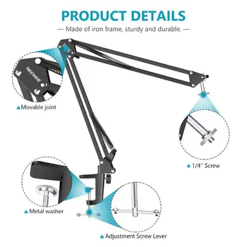 Neewer Adjustable Desktop Clamp Suspension  Scissor Mount Stand Holder for Logitech Webcam C922 C930e C930 C920 C615 detail image