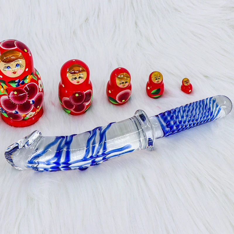 Big Simulation Dildo Blue Large Glass Anal Plug
