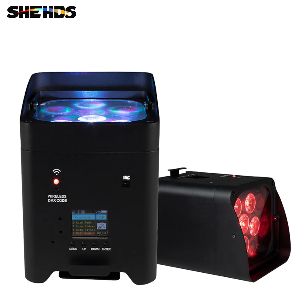 Shehds Wireless Remote Control Wifi APP Smart LED Par 6x18W 6in1 RGBAW+UV Battery Lighting for  Party Stage
