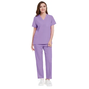 Custom Logo Women's Nursing Scrubs Suit Tops XL Size Medical Uniforms Spandex Stretch Nurse Hospital Clothing for Doctors