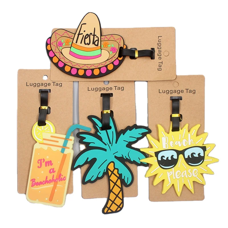 Wholesale Customized Kid Name ID Card Waterproof Bulk Custom Logo PVC Rubber Cartoon Digital Printing Travel Luggage Tags