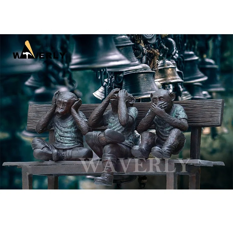 Wholesale Monkey Statue 3 Monkeys Sculpture Outdoor Brass Bronze Three ...