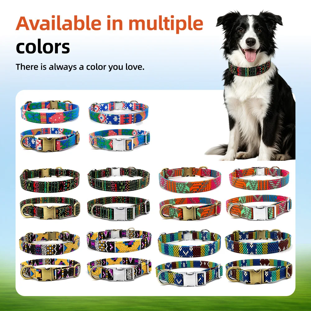 Wholesale Puppy Art Printing Canvas Seat Belt Pet Dog Prong Buckle Col - product detail 2