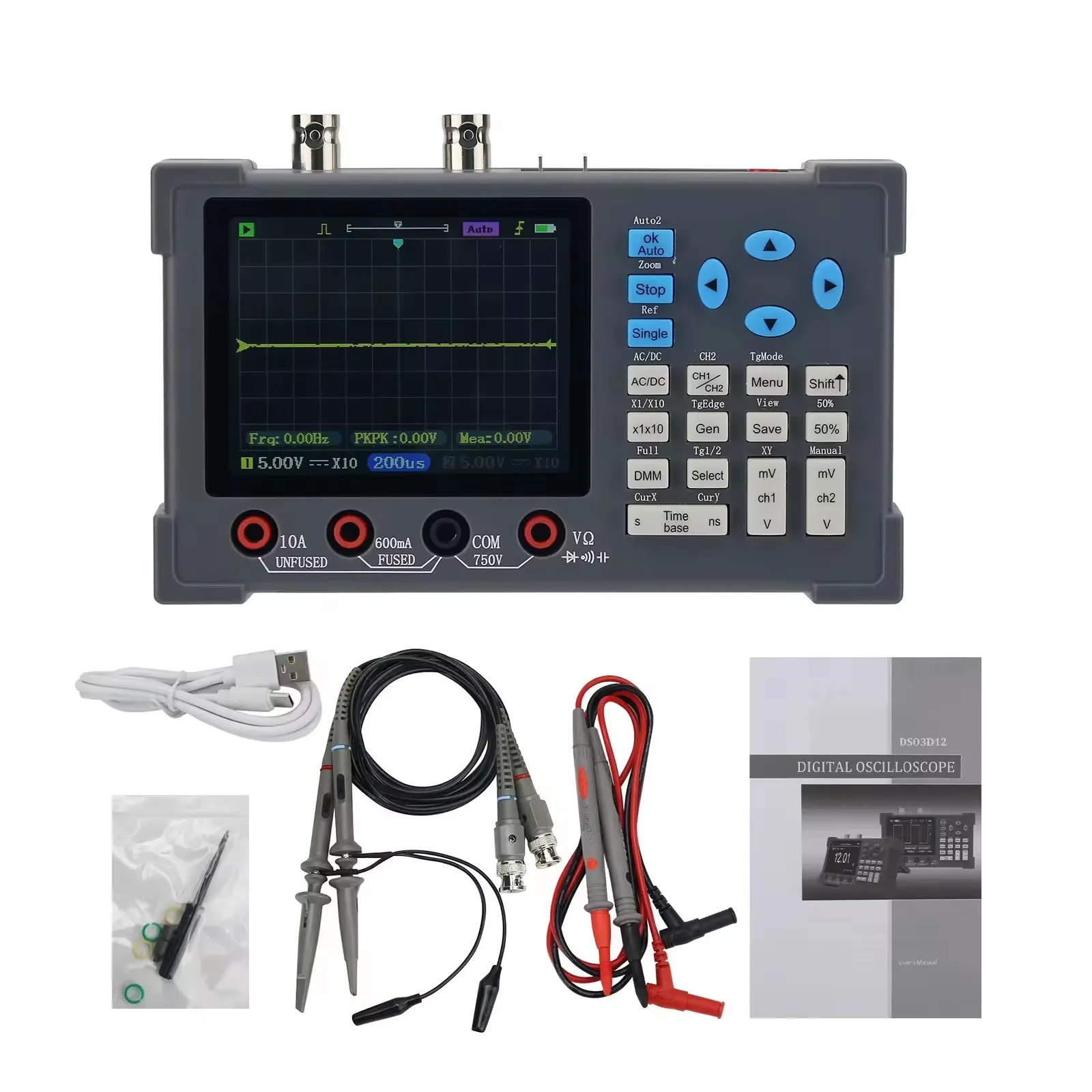 Acquista FNIRSI 1014D Oscilloscopio digitale 2 in 1 Generatore di