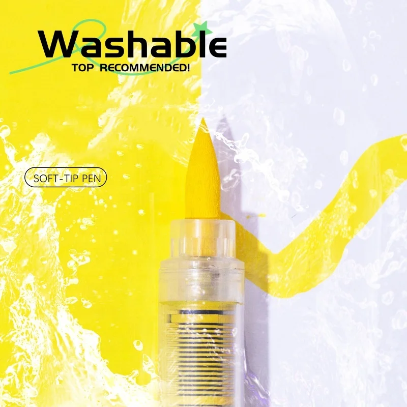 Automatic Ink Acrylic Marker 12 18 36 48 60 Color Soft Head Brush Student Art Diy Hand Drawing Doodle Pen Stationery Set