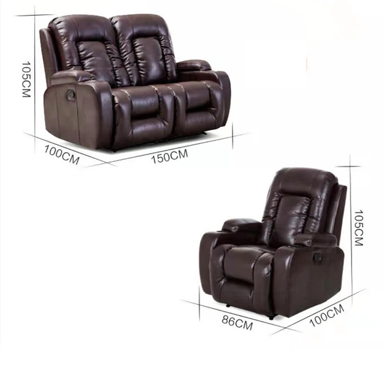 Living Room Home Theater Furniture Leather Electric Recliner Sofa Set 3