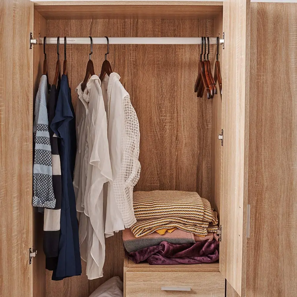Modern Luxury Design White Wooden Kid Baby Children Closet Bedroom Wardrobes with 3 Door 3 Drawer