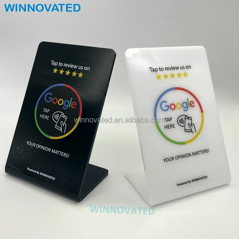 High Quality Google Review RFID Acrylic Restaurant Table Display NFC Stand