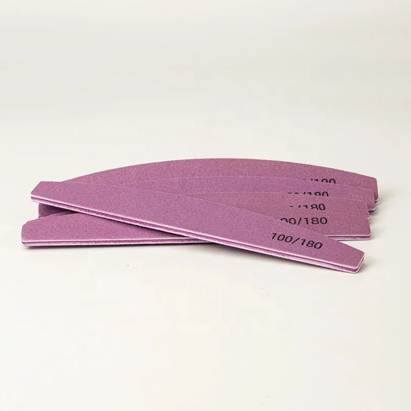 Крупные партии моющиеся прочные фиолетовые профессиональные 100/180 пользовательские пилки для ногтей логотип 100 частная Этикетка